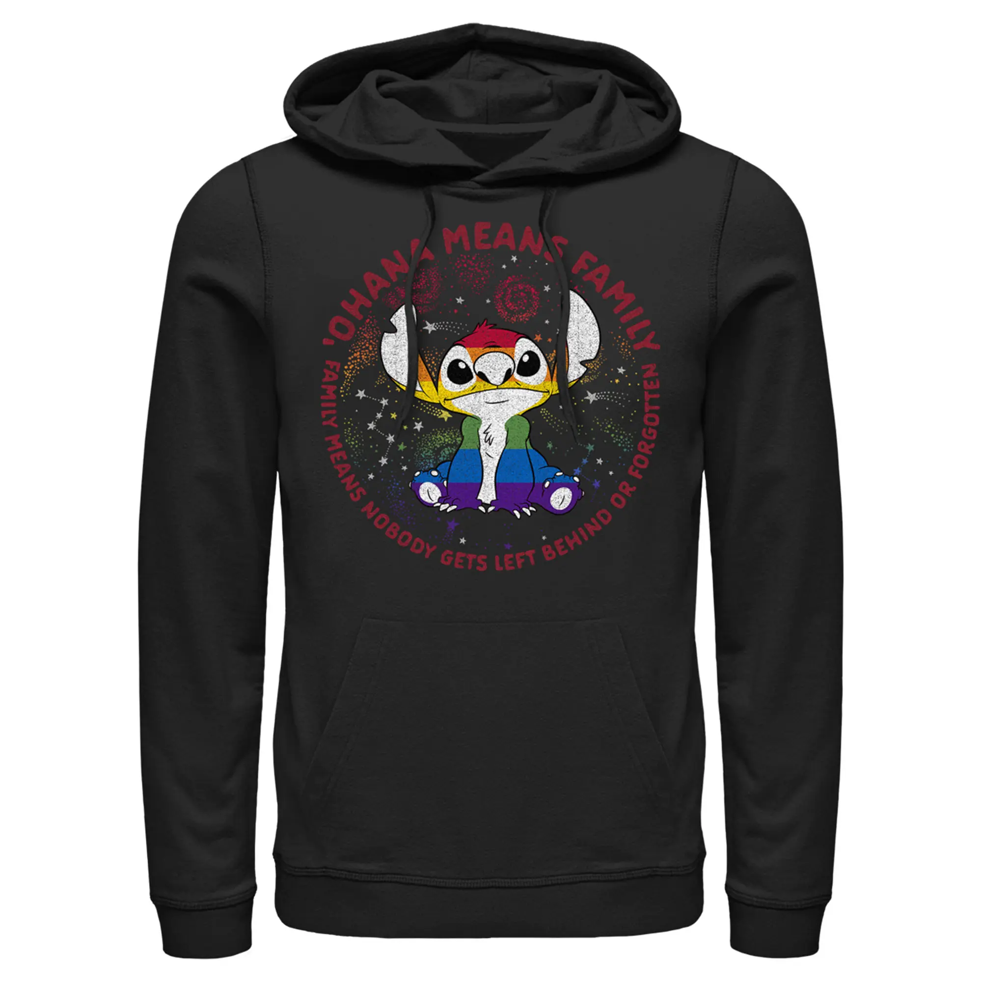 Adult Lilo & Stitch Ohana Rainbow Pride Pull Over Hoodie
