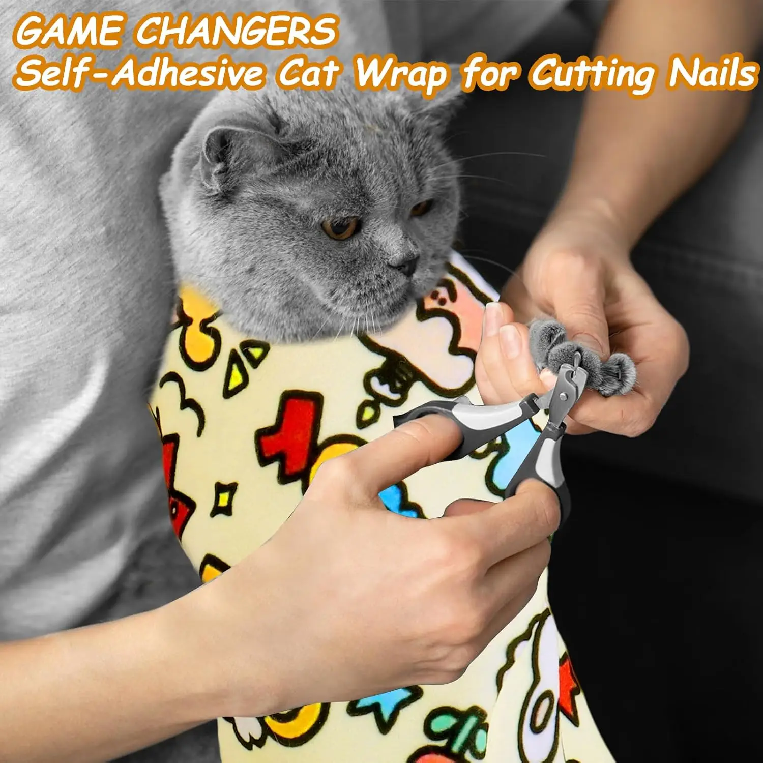 2025 new style, cat cleaning and care tools, Self-Adhering Cat Grooming Wrap, clean cat paws, trim nails, clean ear canal restraint cat self-adhesive