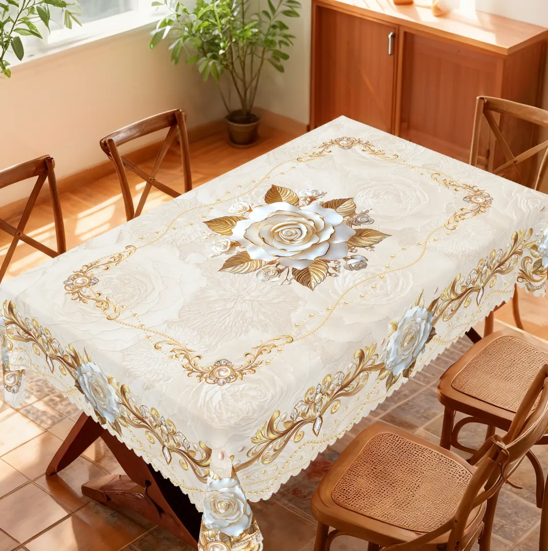 Floral Themed Pattern Theme Tablecloth, Round Rectangular Table Decor, Dining Birthday Banquet Picnic Bbq Camping Decoration, Barbecue Indoor Outdoor and Daily Use, Coffee Table Decoration Tablecloth,Perfect Gift Table Linens