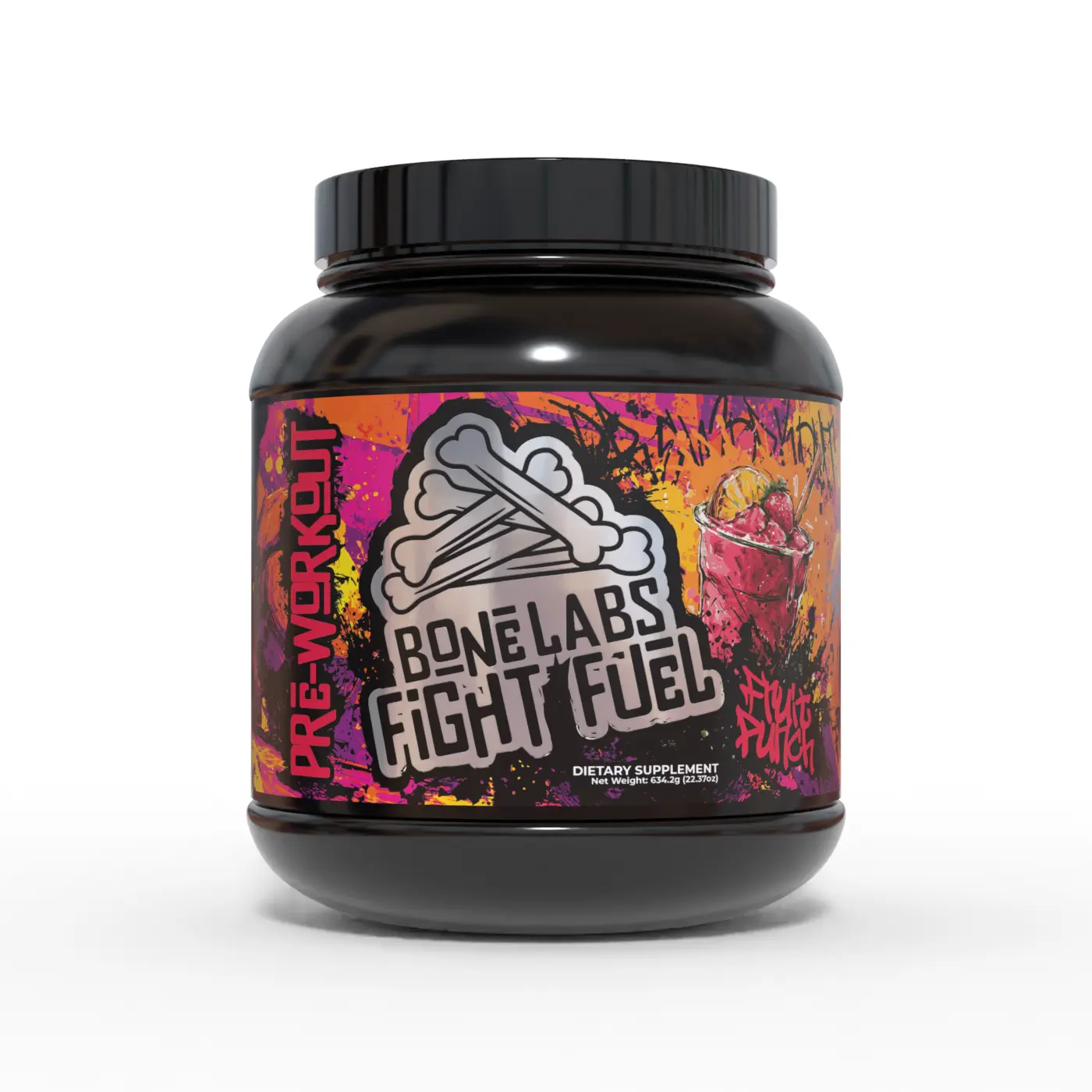 Bone Labs Fight Fuel Pre-Workout Supplement - Transparent Formula, Fruit Punch Flavor, 30 Servings