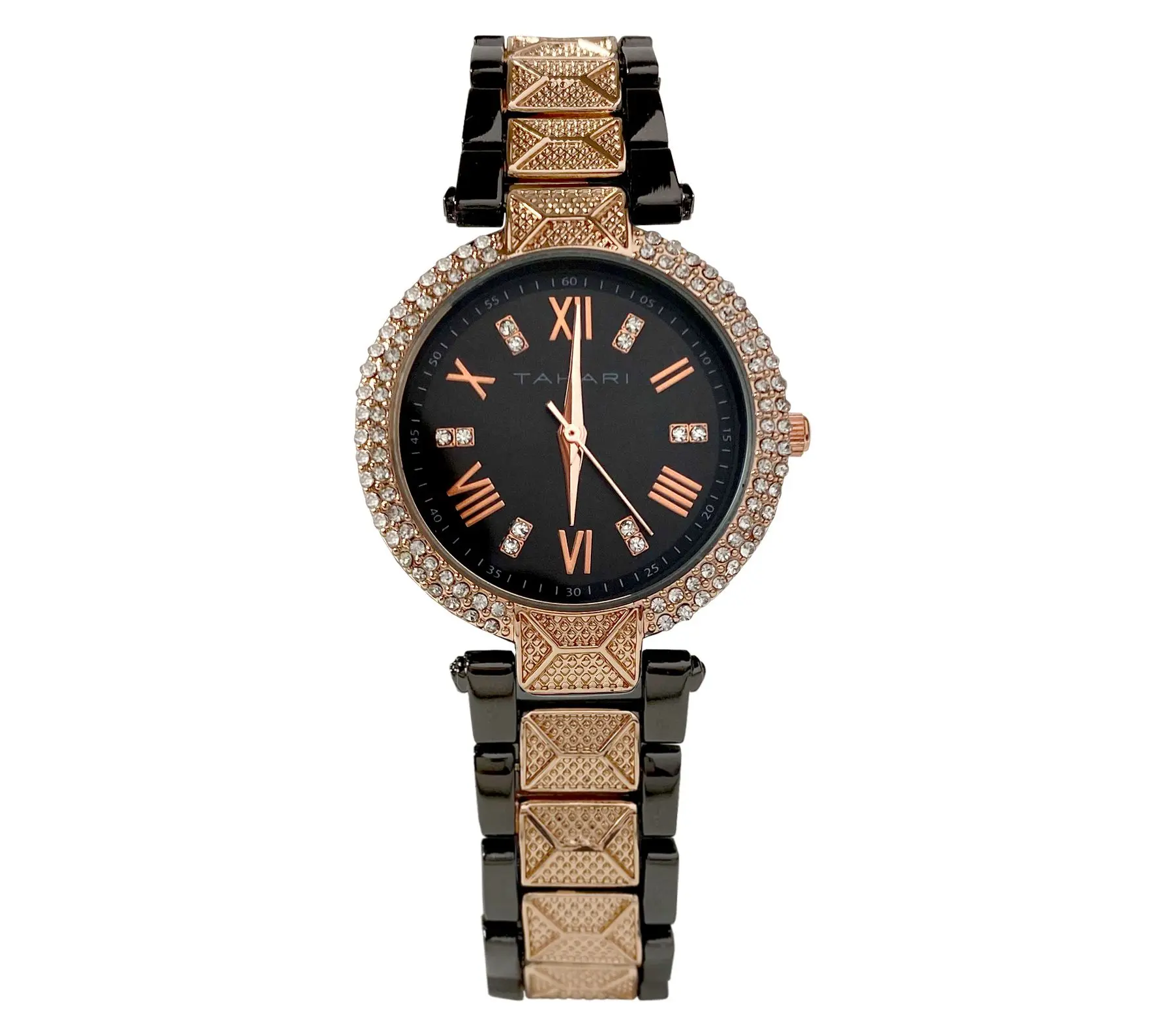 Tahari Women's Gunmetal & Rosetone Crystal Watch