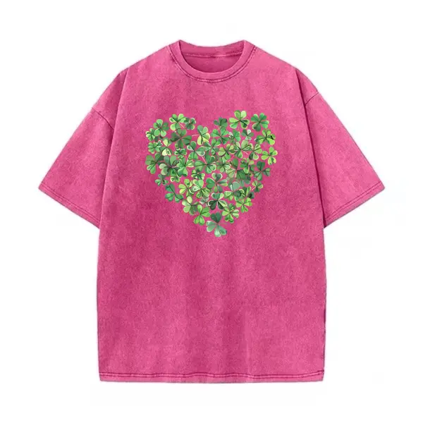 Washed Cotton Tee-Fuchsia