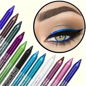 12-Piece Waterproof Eyeliner Pencil Set with Glitter Effect, Includes Eye Shadow & Highlighter Pens, Colorful Makeup Kit for Stunning Looks, Cosmetic