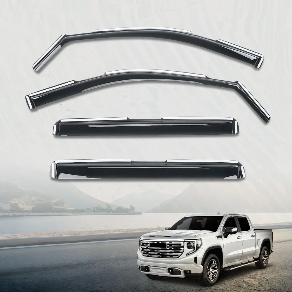 Fit For 2019-2026 GMC Sierra 1500 Crew Cab Rain Guards Window Vent Visors Shade