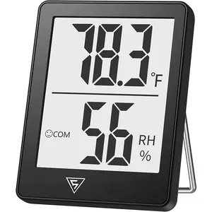 Digital Hygrometer Indoor Thermometer Humidity Meter Room Thermometer with 5s  Refresh Accurate Temperature Humidity  for , Bedroom,  Room, Office, Greenhouse, Cellar (Black)