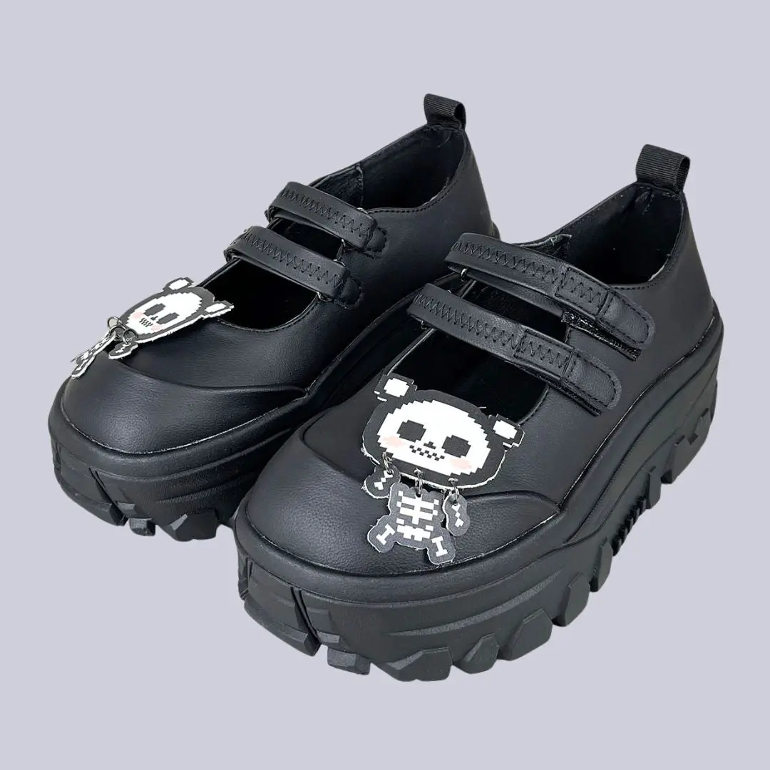 Pixel Skelly Dark Kawaii Chunky Mary Jane – Women's