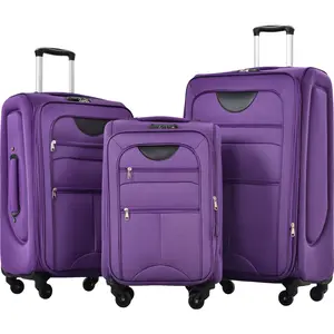 Softside Luggage Expandable 3 Piece Set Suitcase Upright Spinner Softshell Lightweight Luggage Travel Set-22/26/30 inches
