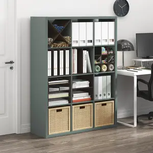 CUBICLE Bookcase, 12-Cube Thick Frame Bookshelf, Reversible Open Back Bookcase, 14.6 x 43.8 x 58, for Living Room Bedroom Home Office, Sage Green