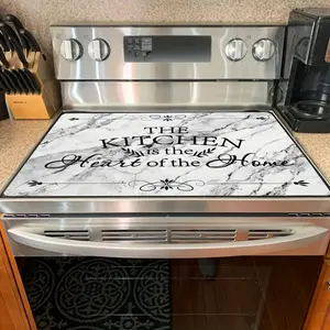 [Marble Stove Top Cover] Heat Resistant & Non-Slip White Marble Stove Top Cover |   Induction & Electric Stove Compatible, Scratch-Resistant Kitchen Countertop Protector for Stove, Coffee Machine, Ironing Mat , Marblelike Finish