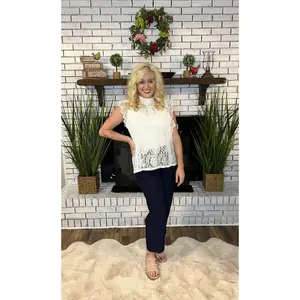 Nice and Navy Linen Lilly Ankle Pants