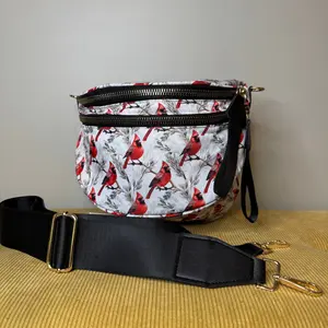 Roni Nylon Crossbody Cardinal Bag with Removable Strap Adjustable 32-54" Zipper Closure Fully Lined Inner 14oz Weight 8"x12"x5.5" Size