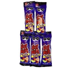5-PK HOT NUTS FUEGO BARCEL - CACAHUATE CUBIERTOS SABOR CHILE ESPECIAS Y LIMON - 75 GRAMOS - PRODUCT OF MEXICO