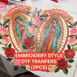 VIRGEN ESTILO BORDADO DTF TRANSFER (2PCS)