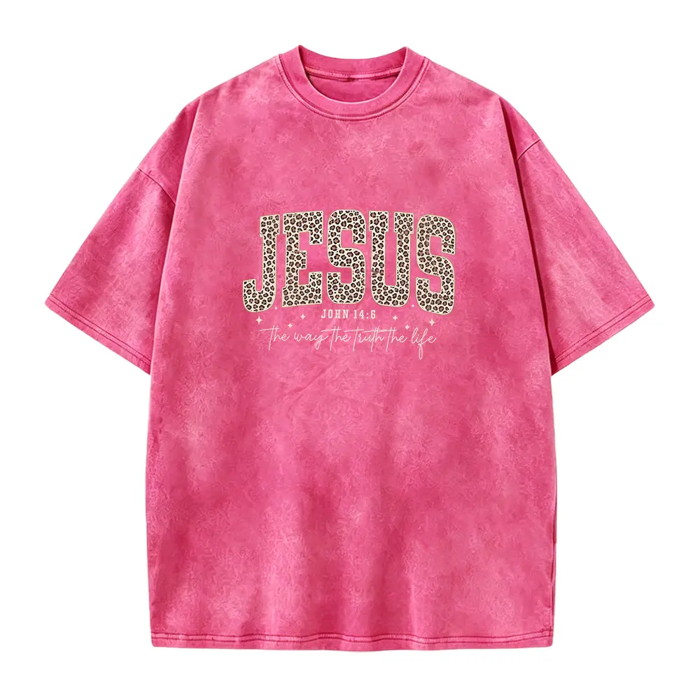 Christian Jesus Shirt, Cheetah Print Bible Verse T-Shirt, Trendy Faith Shirt Religious Women Gift The Way The Truth The Life