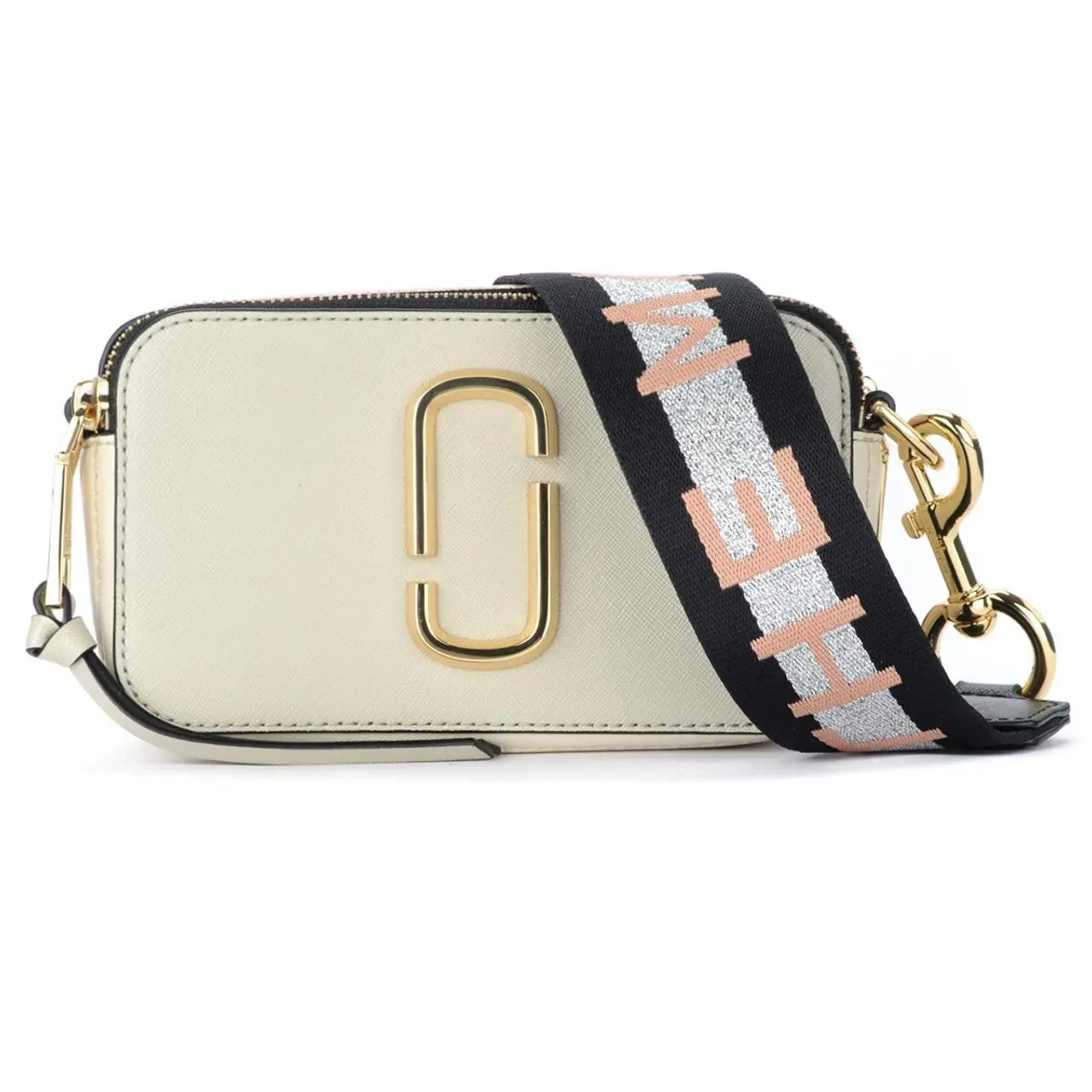 Marc Jacobs The Snapshot Small Camera Bag - New Dust Multi M0014146-089, Adjustable Strap, Exterior Back Pocket, Compact, Zip Closure, Leather, Lined Interior, Casual Wear, Multiple Slots, Multi-Compartment