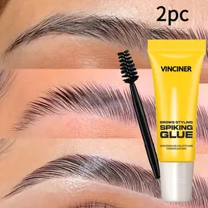 2-pacwith brush and brow gel: Eyebrow Makeup Gel, 3D sculpted, natural-looking brows; strong hold; water- and sweat-resistant; long-lasting and transparent; suitable for all skin types.