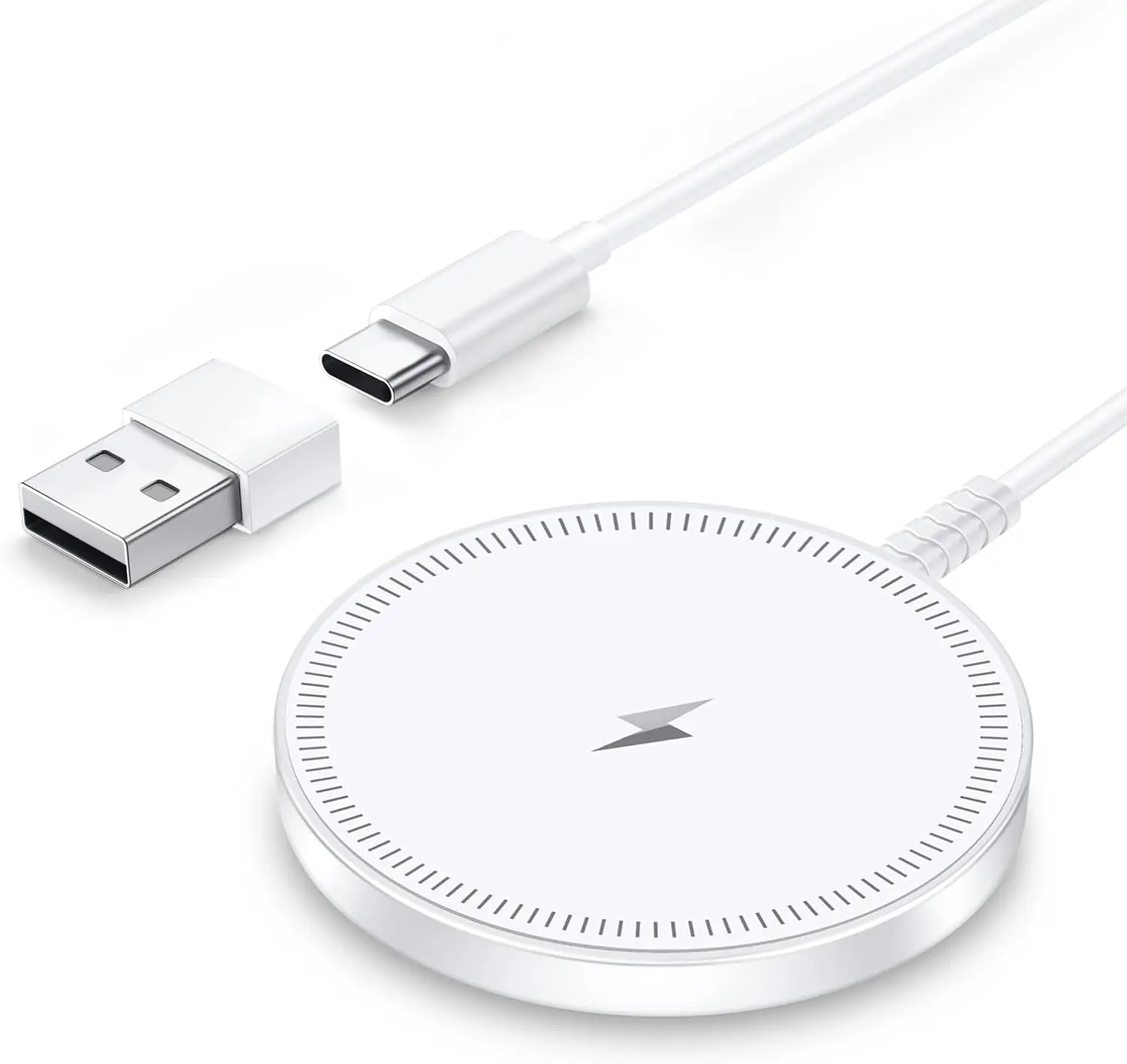Magnetic Wireless Magsafe Charger for iPhone 17/16/15/14/13/12 Series & AirPods Pro 4-2 Strong Magnet Dual Ports Case-Friendly Lightweight Travel Home Office Desk