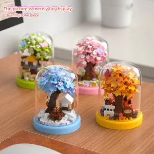 Tree House Series Micro Building Brick Blocks Set, 1 Box Mini Assembly Models with Dust Cover, Construction Building Blocks, Creative STEM Building Toy Gift