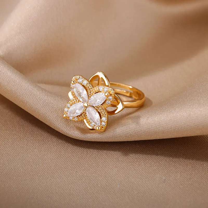 Petal Dreams Flower Petal Fidget Ring - Elegant Stainless Steel Design for Calming Anxiety & Discreet Fidgeting - Adjustable Comfortable Wear - 30-Day Warranty