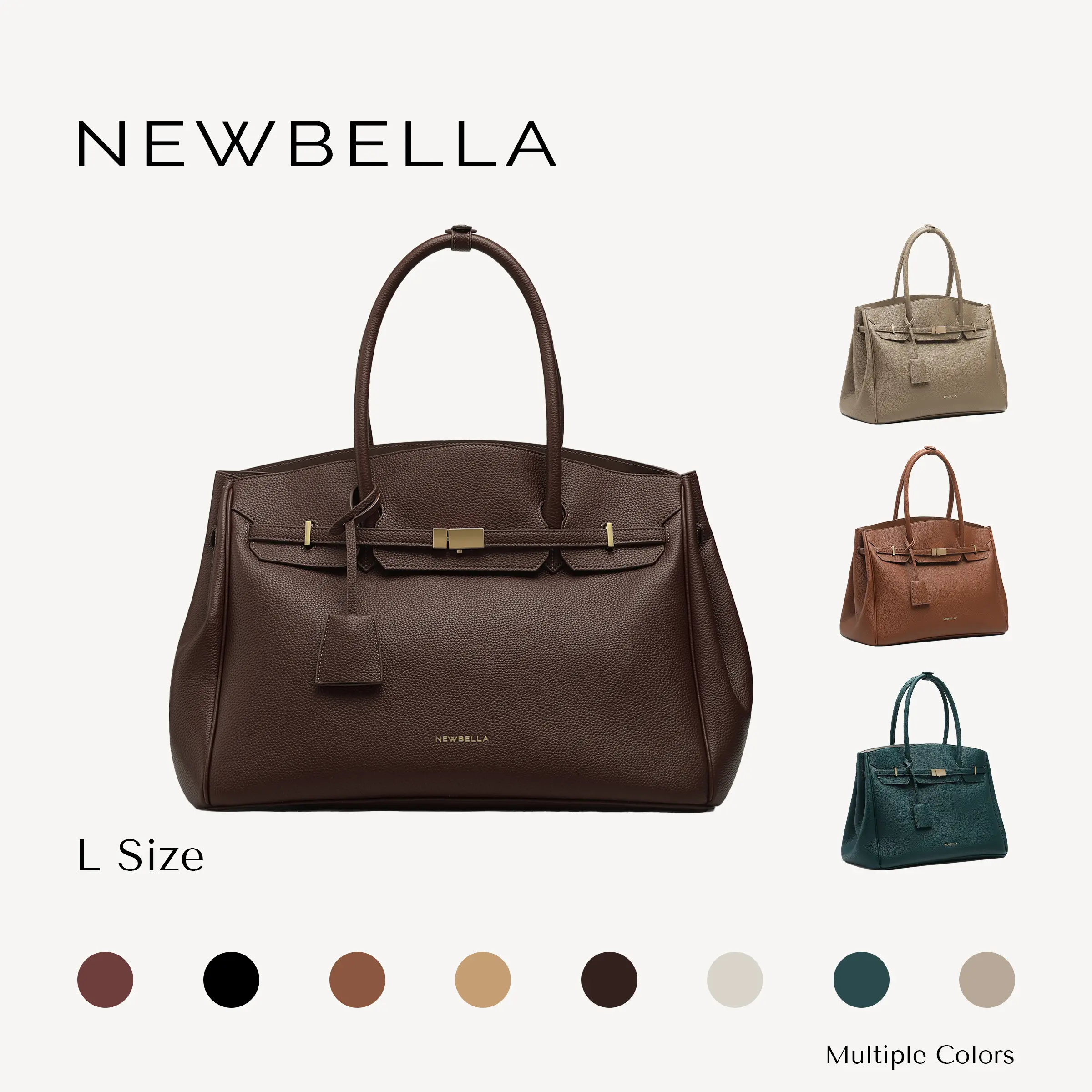 NEWBELLA Miranda L Vegan Leather Tote Bag, Large Commuter Work Bag for Women with Top Handle, Fits 16-Inch Laptop for Office, Bags For Women