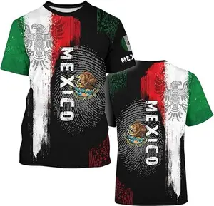 Mexico T-Shirt Mexican Flag Shirt Unisex Round Neck Short Sleeve 3D T-Shirt Top
