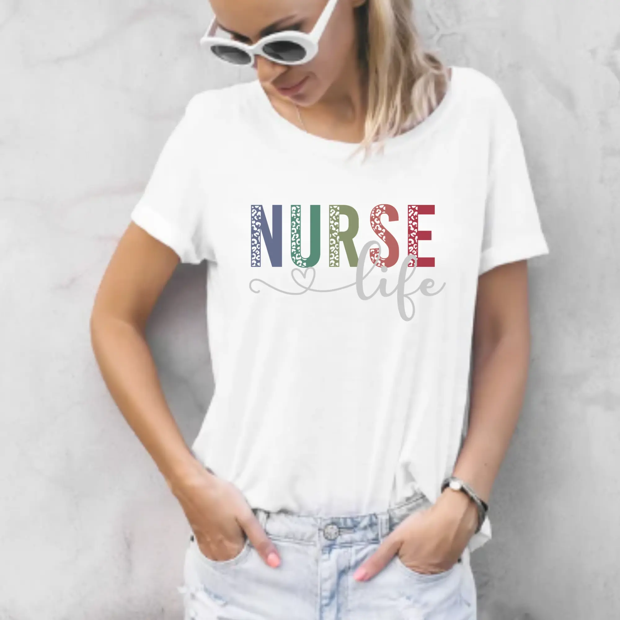 Nurse Life Half-Leopard DTF Print - Nursing Inspired Easy-Apply Specialty DIY Supply for Graphic T-Shirts