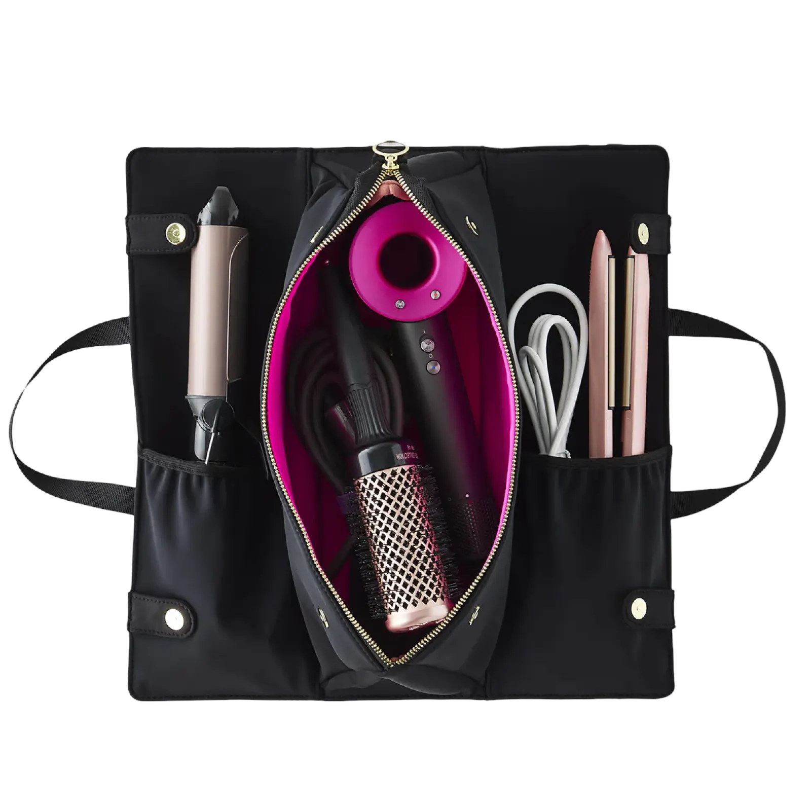 Kusshi Hair Tools Bag – Black with Pink Interior