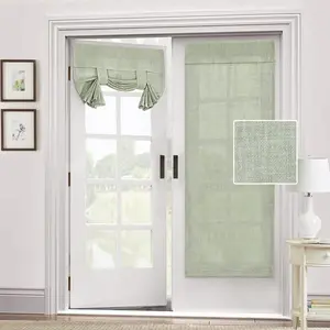 H.VERSAILTEX Linen Blended Door Curtain - Semi Sheer French Door Curtain Light Filtering Tricia Window Door Curtain for Patio Door Tie Up Shade