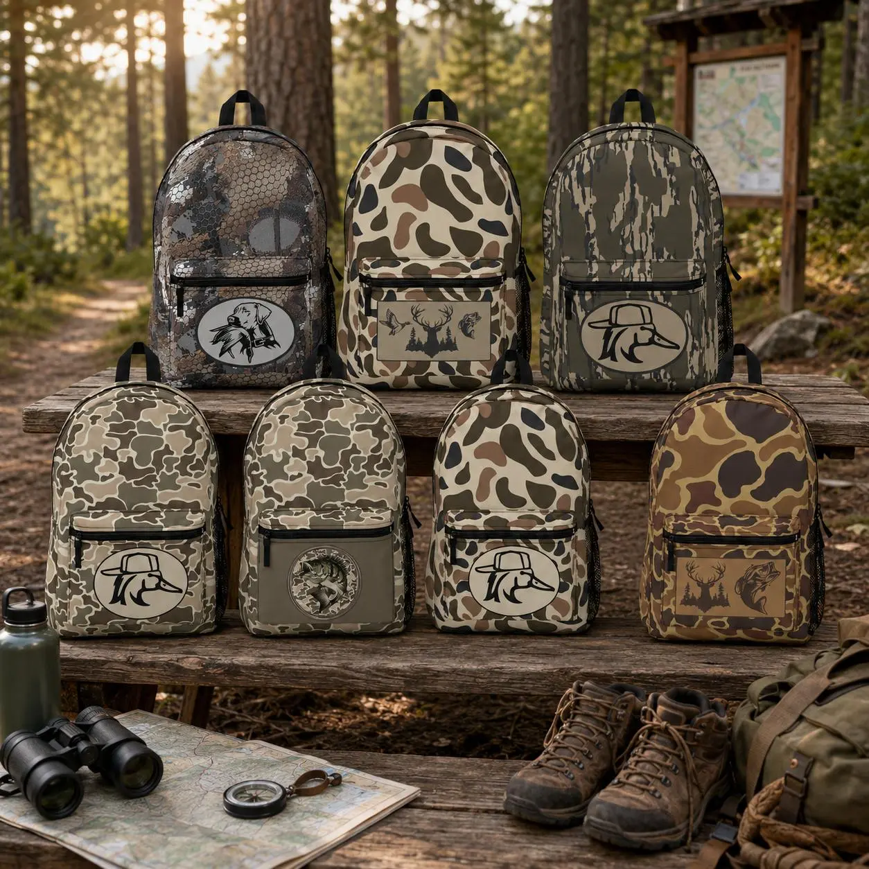 [ Best 2026 ] Camo Hunting Backpack, Duck Deer Fish Outdoor School Bag, Woodland Travel Backpack for Hunters and Nature Lovers