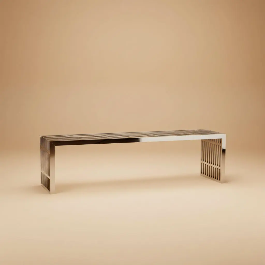 Gridiron Large Stainless Steel Bench by Modway