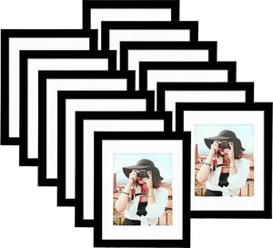 8x10 Picture Frame Set of 12, Display 5x7 with Mat or 8x10 Without Mat, Photo Frames for Wall Mounting or Table Top Display Decor Mdf