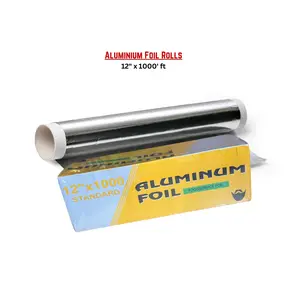 Standard Aluminum Foil 12"x1000 ft Heavy Duty Thick Disposable Wrap with Cutter Dispenser Multipurpose Cookware Foil Rolls