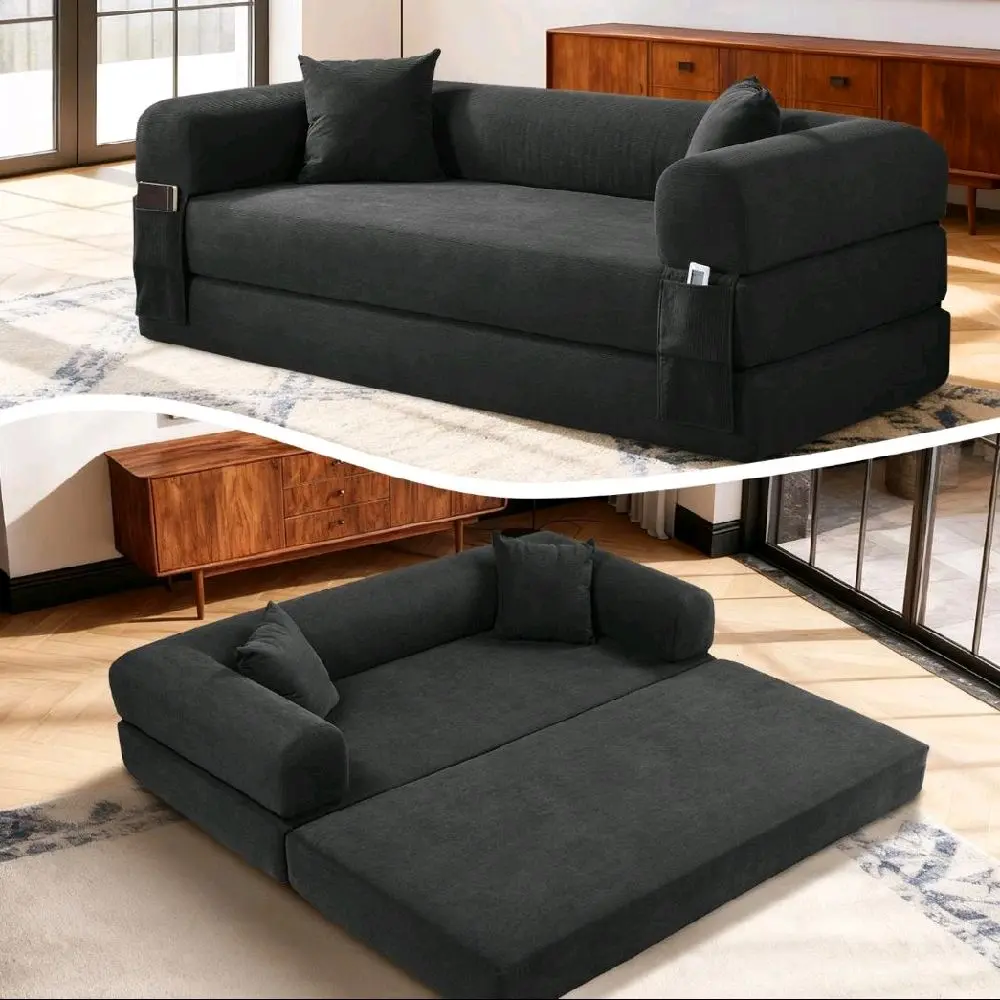 80" Queen Convertible Sofa Bed, No Assembly Modern Boneless Couch Sofa in Box
