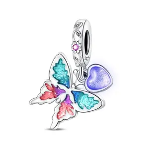 1 silver-plated spring banquet butterfly pendant, suitable for original bracelets, necklaces, keychains, DIY pendants to make women's gifts, suitable for daily birthday parties and holiday gifts