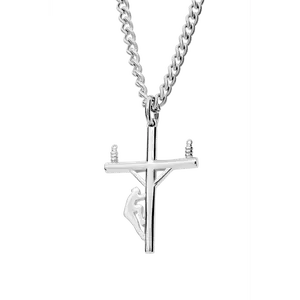 Men's Small Lineman Cross Necklace - John 1:4