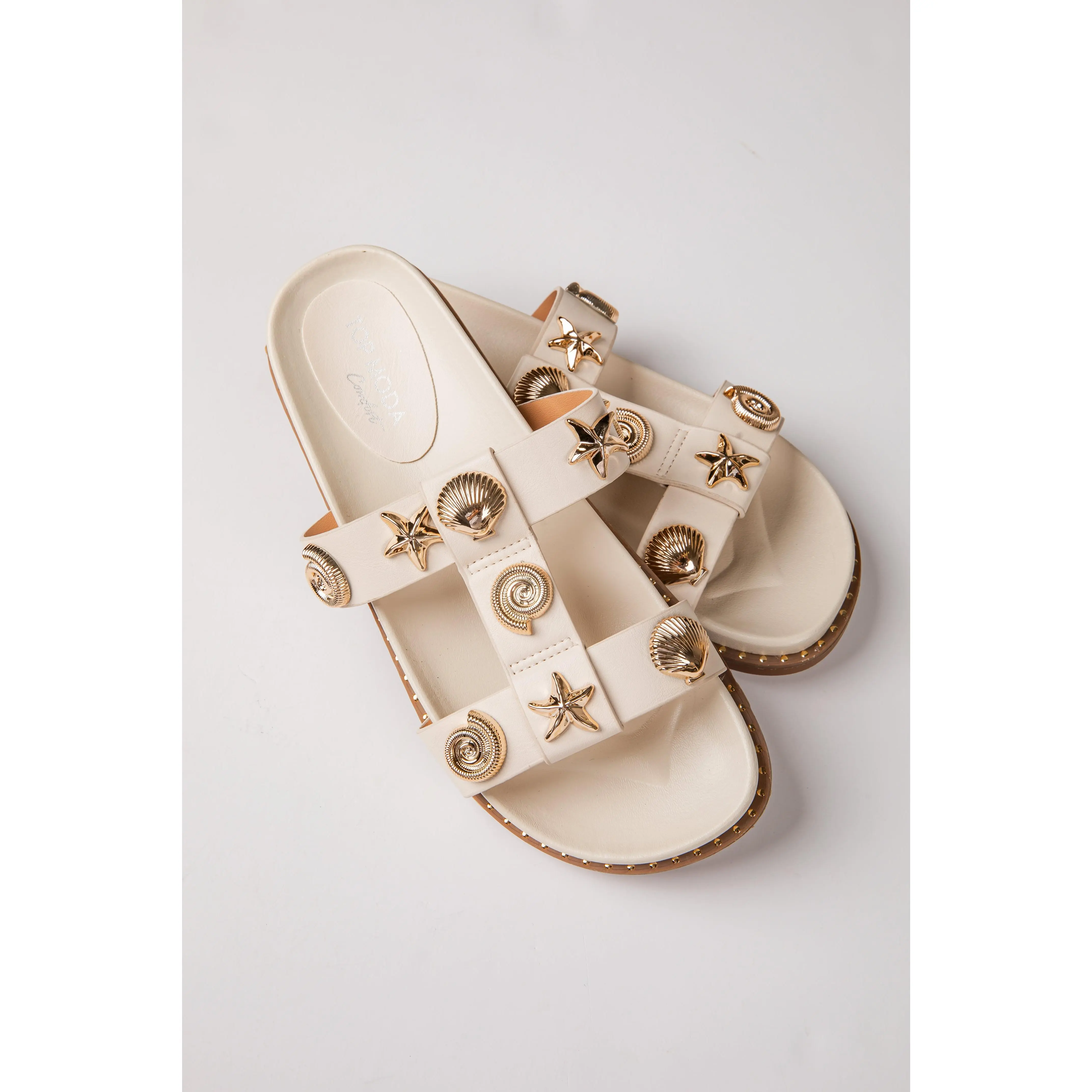 Sailor Shell Double Strap Ivory Sandal