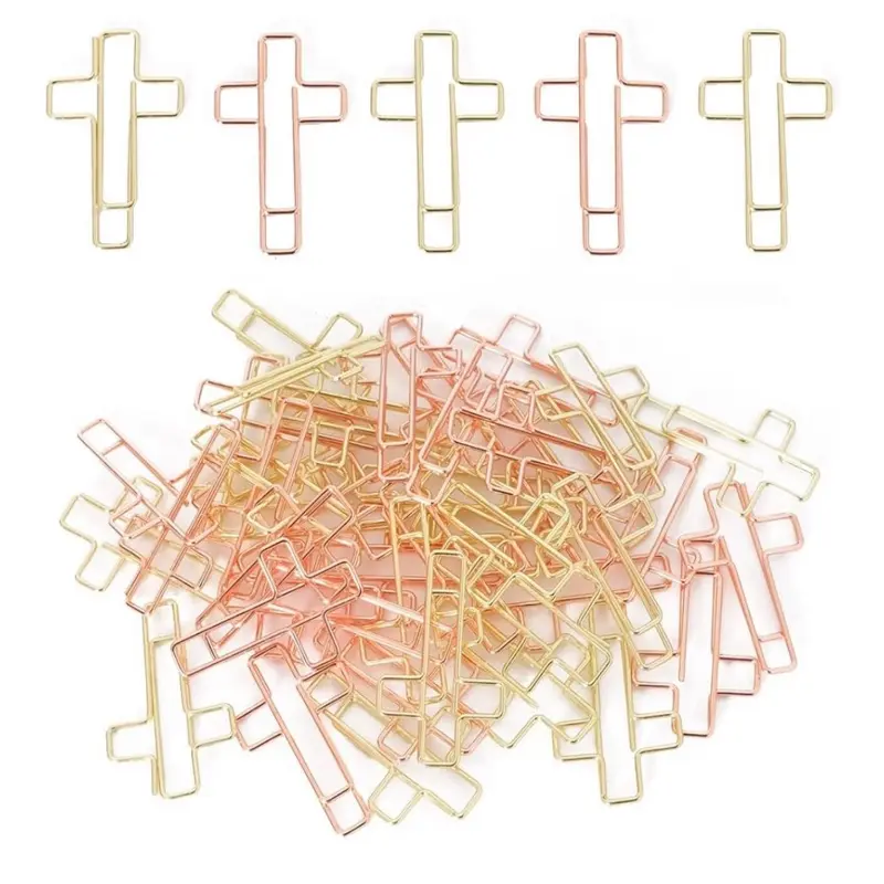 Jesus Cross Bible Clips - Assorted Colors, Lightweight Design, Ideal for Bible Study and Organization