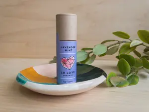 LB Love Organics Lavender Mint Organic Lip Balm with Beeswax and Soothing Shea Butter, Calming Lavender Mint Fragrance, Plastic Free, Moisturizing