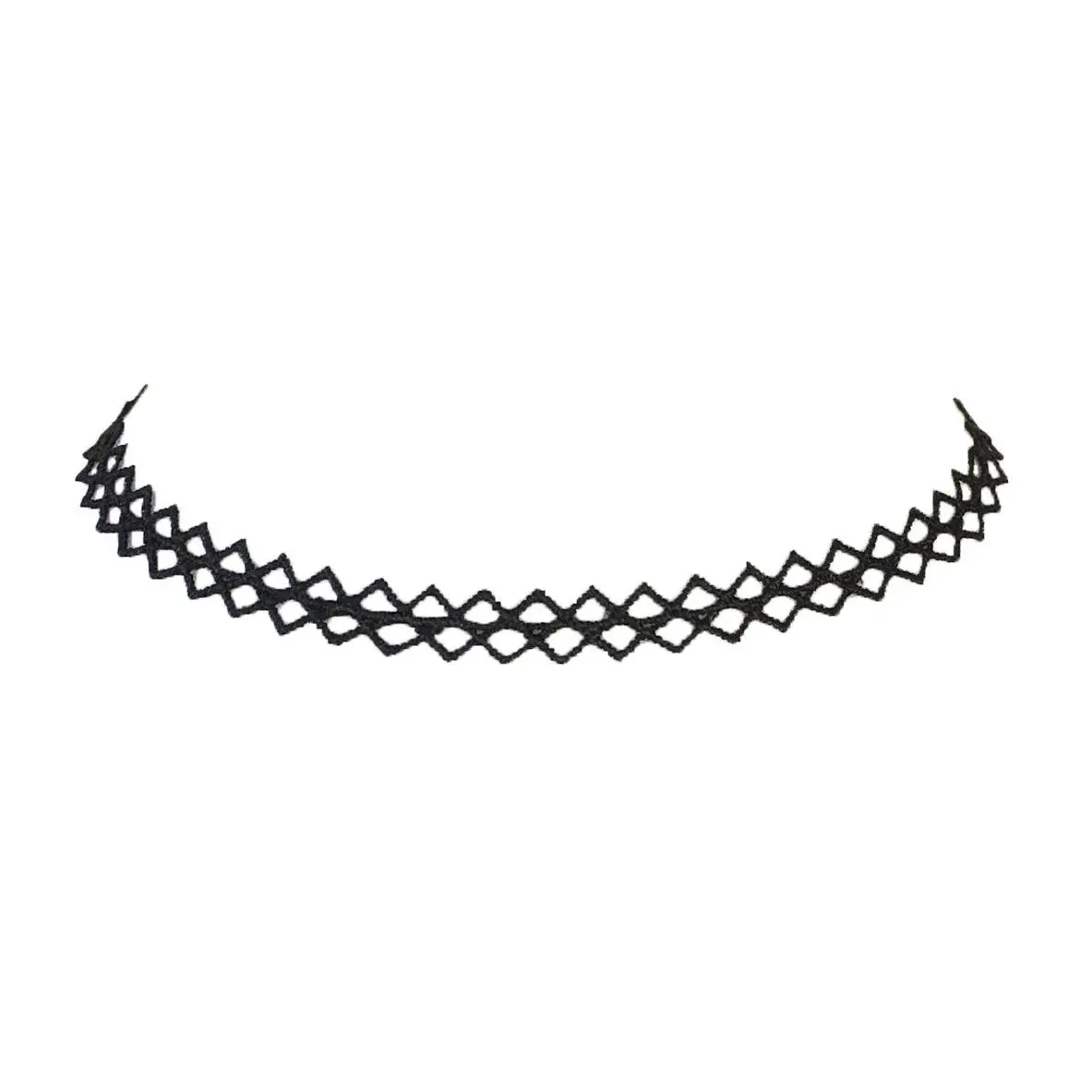 Zad Jewelry Black Zig-Zag Crochet Choker Necklace - Fashion Costume Jewelry Accessory for Choker Enthusiasts, Choker Necklaces