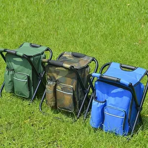 1 portable folding chair with 3-in-1 refrigerated backpack function, equipped with a folding stool. Waterproof design, perfect for outdoor activities such as hiking, beach trips, fishing, camping, and barbecuing Camping Furniture