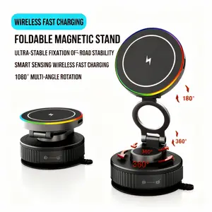 Guccqueen Automotive Car Charger - 15W Fast Charging Solution, Vacuum Magnetic Charging Design, 1080° Foldable Alloy Dashboard Phone Mount Holder for iPhone 17/16/15 Pro Max & Android Devices (Wireless Chargers Category)