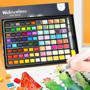 COLORARTS Children's Watercolor Painting Set 48-Colors with Mica Pigments Dual Texture Formula Safe Eco-Friendly Ideal for Artists Students Perfect for Christmas Valentine's Day Gifts