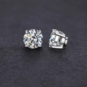 UCCIYO Magnetic Moissanite Stud Earrings, S925 Sterling Silver No Piercing Needed for Men Women, Adjustable Unisex Fashion Earrings for Non-Pierced Ears, Classic Engagement Synthetic Jewelry Gift for Lady Mother's Day