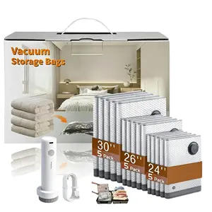 Vacuum Storage Bags with Rechargeable Electric Pump 15 Pack Space Saver Bags Clothes Vacuum Bags Compression Bags for Storage Bedding Comforters Travel Closet Dorm Moving Save 80% Space