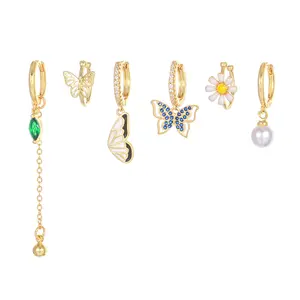 FlashyStudioNYC Set of 6 Butterfly huggies, butterfly cuffs, huggie sets, butterfly earrings, butterfly hoop earrings, butterfly lover, cute animal earrings