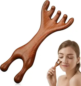 Viral Natural Sandalwood Scalp Massager  | 5-Claw Gua Sha Comb for Hair Growth ‍️ | Stress Relief Tool for Face, Neck & Shoulders  | Five Claw Gua Sha Comb for Men,Women | Manual Scalp Massager |  Baaz Prime Wellness