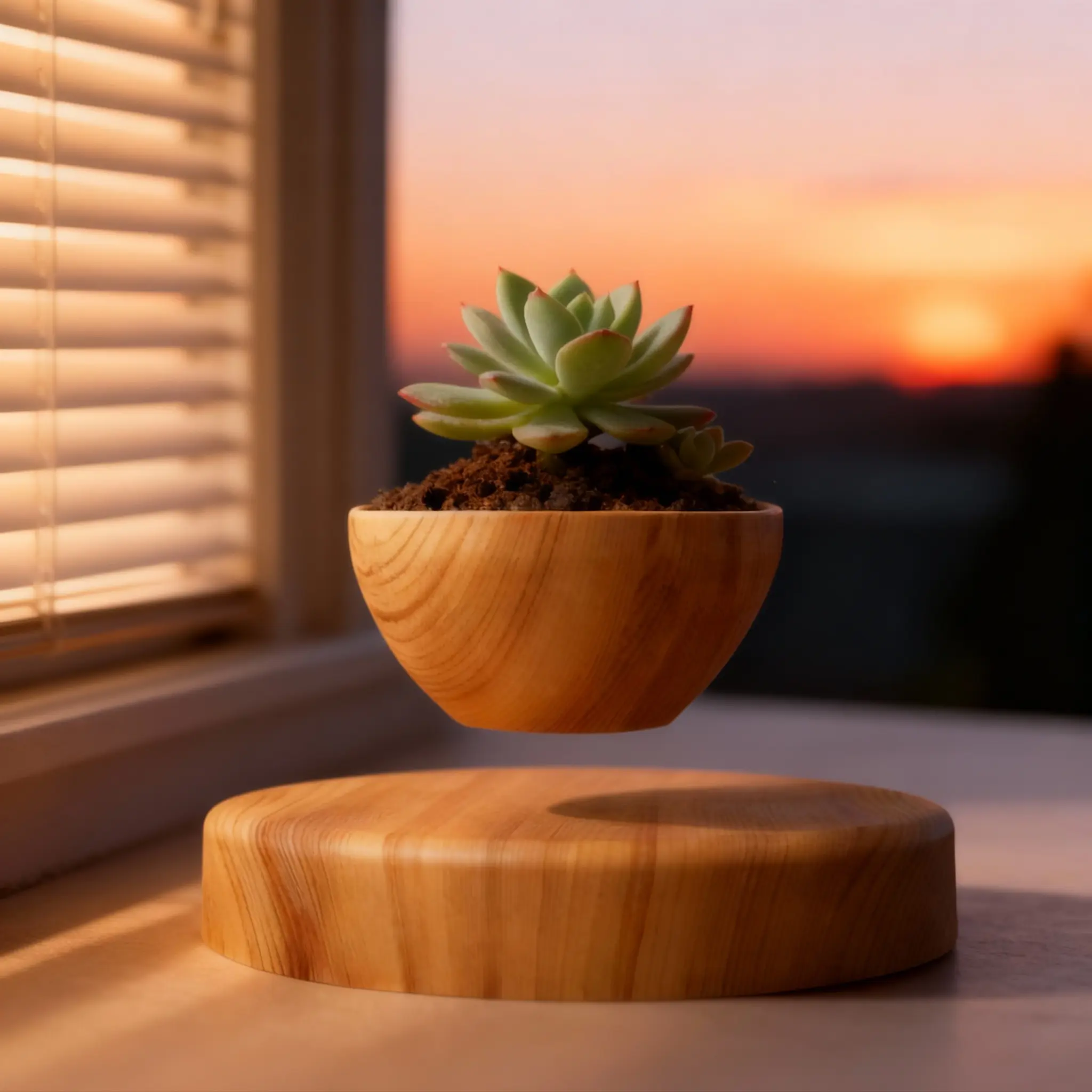 Magnetic Levitation Modern Plant Pot (Plant Not Included) - Black Wood Grain, White Marble Unique Pots with Levitation Effect - Home Garden Decor, Christmas Gift for Enthusiasts