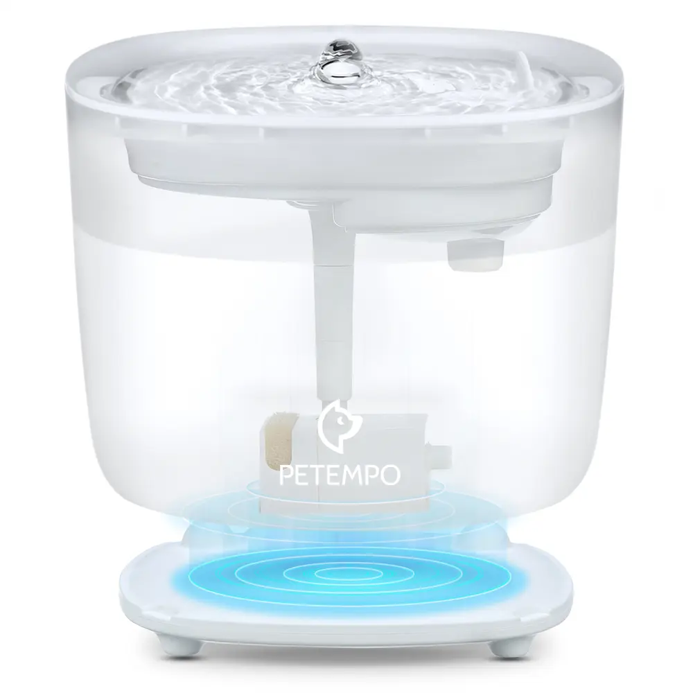 PETEMPO Automatic Water Feeder for Cats and Dogs - Wireless Pump, 2 Flow Modes, 2L Capacity