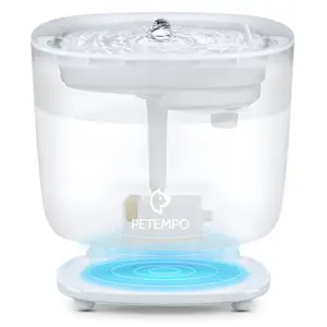 PETEMPO Cat Water Fountain, with Wireless Pump and 2 Flow Modes, 2L Capacity for Cats and Dogs
