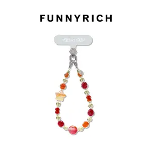 2-in-1 Handmade Crimson Sunset Phone Chain by FUNNYRICH | Unique Star Case & Classic Wear Styles | Warm Crimson & Orange Gradient Star Beaded Design | Sunset Aesthetic Phone Accessory for iPhone/Android | Wrap Your Device in Sunset Glow